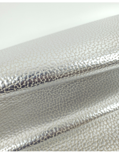 Silver and Beige Elephant LFC Calf Embossed Metallic Leather