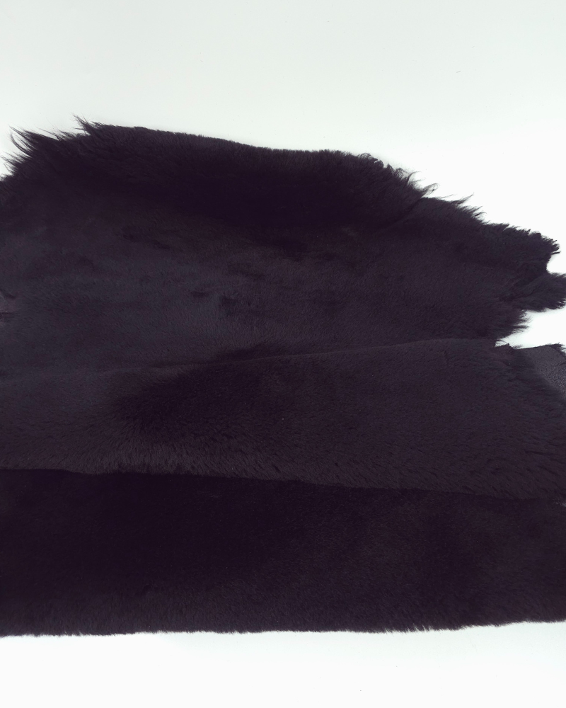 Black Genuine Sheepskin Fur Rug Skin Hide Leather