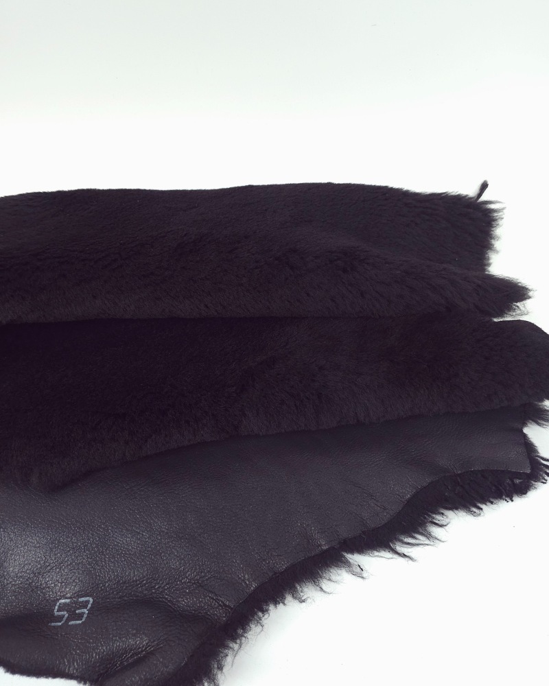 Black Genuine Sheepskin Fur Rug Skin Hide Leather