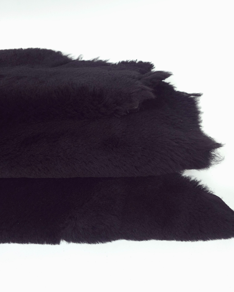 Black Genuine Sheepskin Fur Rug Skin Hide Leather