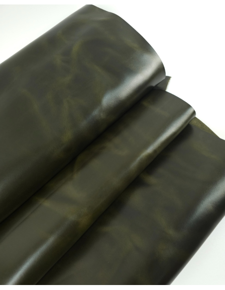 Military Olive Napoli Full Grain Pull Up Round Sturdy Leather