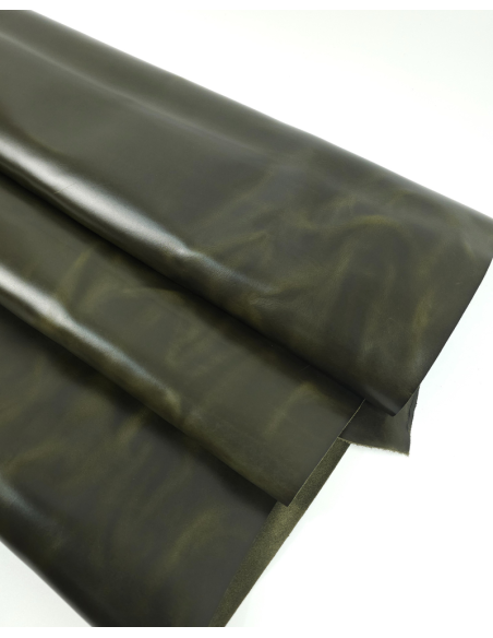 Military Olive Napoli Full Grain Pull Up Round Sturdy Leather