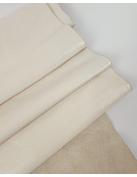 Whisper White Portovenere Liquid Shine Smooth Elegant Full Grain Premium Soft Nappa Leather