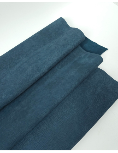 Indian Teal Vio Embossed Milled Very Soft Nubuck Leather