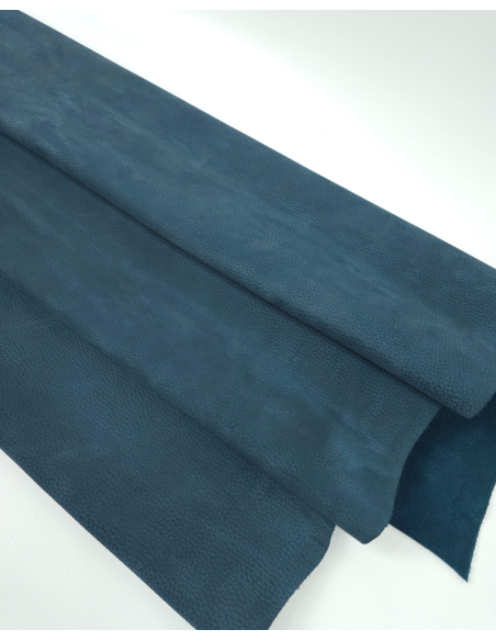 Indian Teal Vio Embossed Milled Very Soft Nubuck Leather