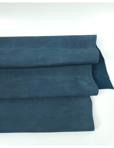 Indian Teal Vio Embossed Milled Very Soft Nubuck Leather