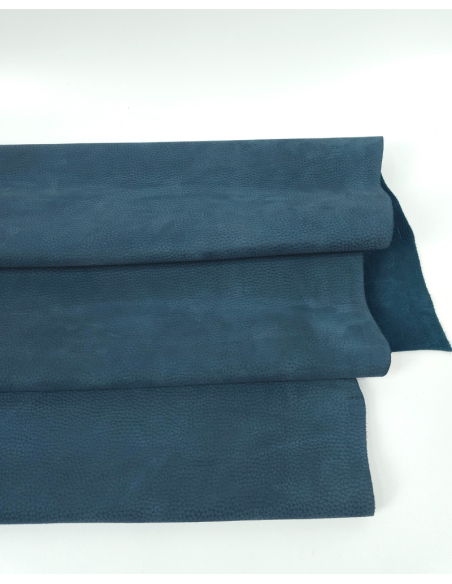 Indian Teal Vio Embossed Milled Very Soft Nubuck Leather