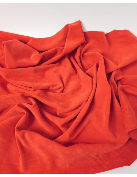 Mandarin Red Arenal Soft Vitello Suede Leather