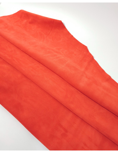 Mandarin Red Arenal Soft Vitello Suede Leather