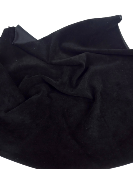 Jet Black Stretch Flexible Premium Doubleface Soft Suede Leather