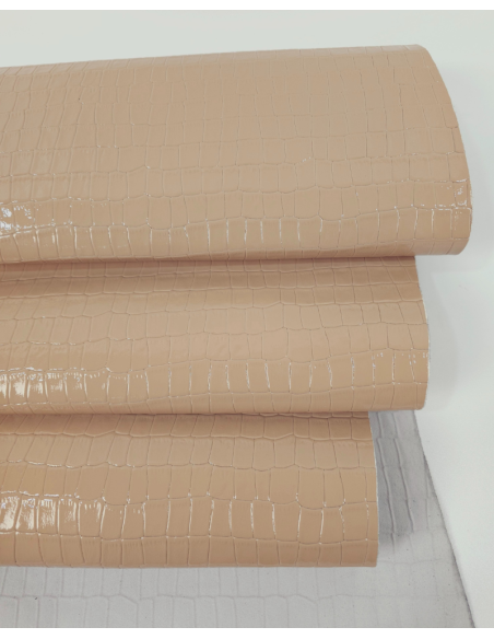 Nude Patent Crocodile Alligator Leather Embossed Texture Amazing Relief LFC CROCK1
