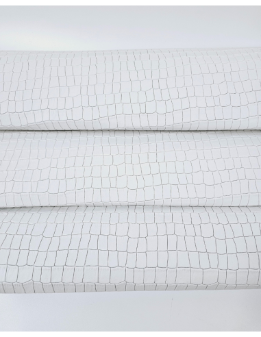 White Crocodile Alligator Leather Embossed Texture Amazing Relief LFC CROCK1