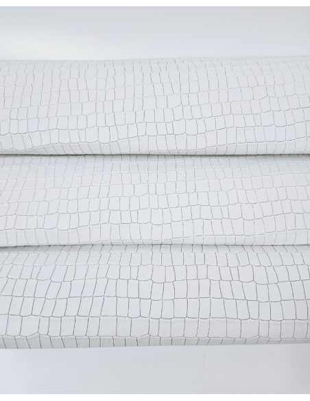 White Crocodile Alligator Leather Embossed Texture Amazing Relief LFC CROCK1