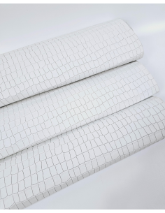 White Crocodile Alligator Leather Embossed Texture Amazing Relief LFC CROCK1