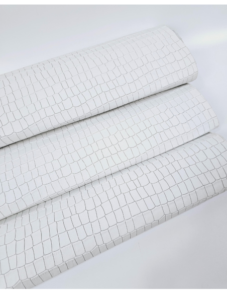 White Crocodile Alligator Leather Embossed Texture Amazing Relief LFC CROCK1