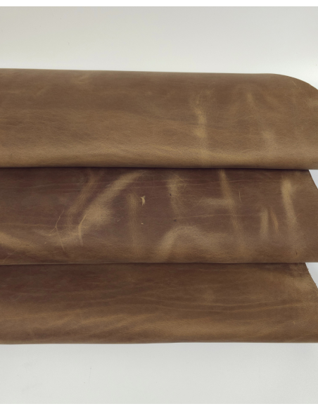 Tobacco Brown Crazy Horse Vintage Pull Up Rustic Thick Leather (2.0/2.2 mm)