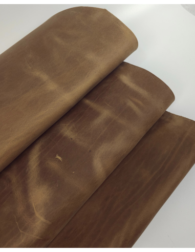 Tobacco Brown Crazy Horse Vintage Pull Up Rustic Thick Leather (2.0/2.2 mm)