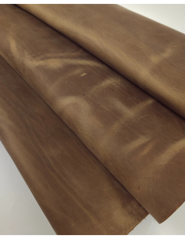 Tobacco Brown Crazy Horse Vintage Pull Up Rustic Thick Leather (2.0/2.2 mm)
