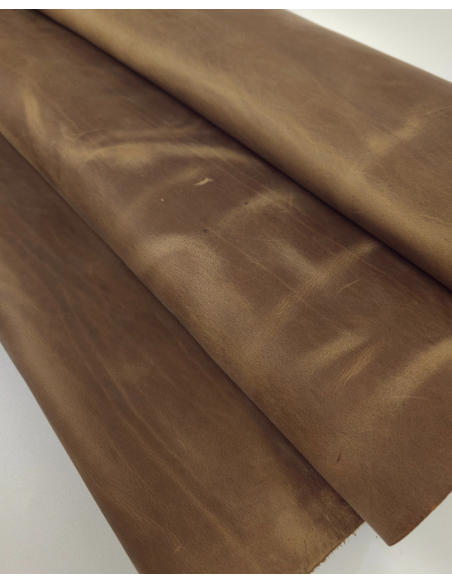 Tobacco Brown Crazy Horse Vintage Pull Up Rustic Thick Leather (2.0/2.2 mm)