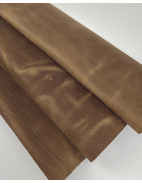 Tobacco Brown Crazy Horse Vintage Pull Up Rustic Thick Leather (2.0/2.2 mm)