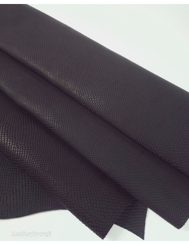 Black Matte Pitonato Embossed Texture Amazing Snake Relief Leather LFC