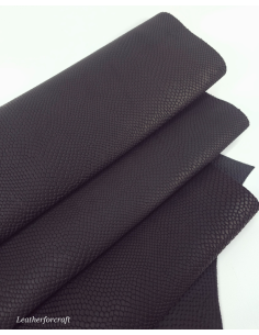 Black Matte Pitonato Embossed Texture Amazing Snake Relief Leather LFC