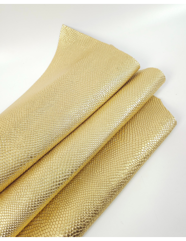 Gold Pitonato Embossed Metallic Amazing Relief Snake Leather