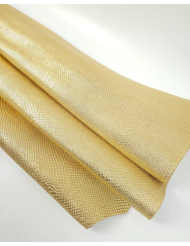 Gold Pitonato Embossed Metallic Amazing Relief Snake Leather