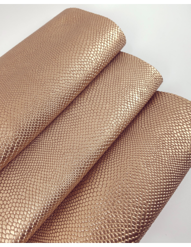 Rame Canela Pitonato Embossed Metallic Amazing Relief Snake Leather