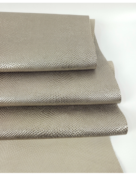 Platino Pitonato Embossed Metallic Amazing Relief Snake Leather