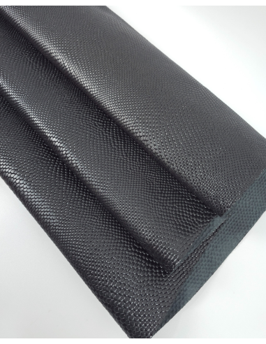 Dark Steel Pitonato Embossed Metallic Amazing Relief Snake Leather