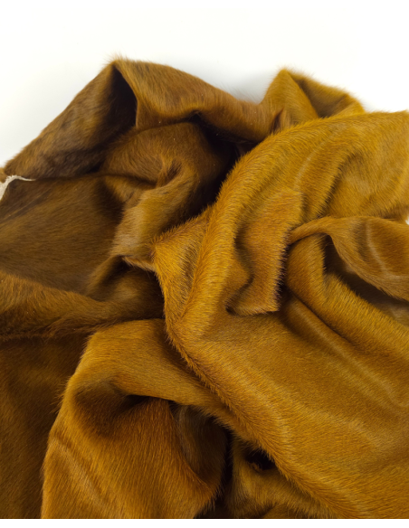 Golden Brown Cavallino Luxurious Calfskin Hair on Hide Rug Leather