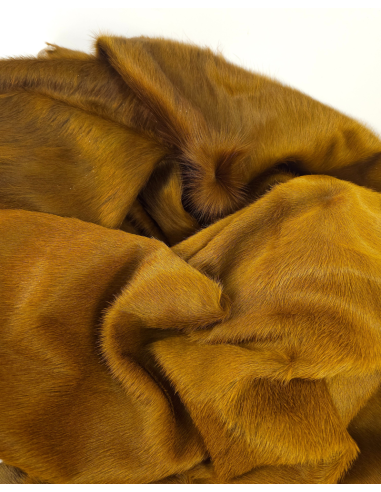 Golden Brown Cavallino Luxurious Calfskin Hair on Hide Rug Leather