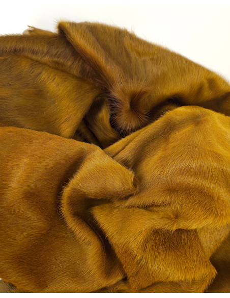 Golden Brown Cavallino Luxurious Calfskin Hair on Hide Rug Leather