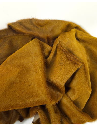 Golden Brown Cavallino Luxurious Calfskin Hair on Hide Rug Leather