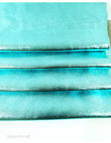 Acqua Marine Laminado Metallic Luxurious Calf Soft Leather