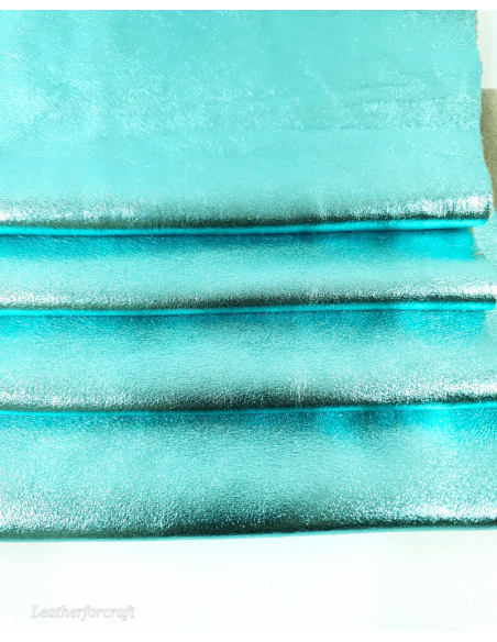 Acqua Marine Laminado Metallic Luxurious Calf Soft Leather