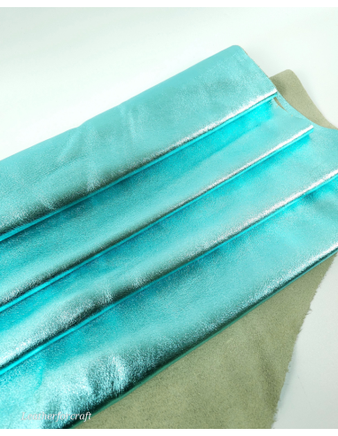 Acqua Marine Laminado Metallic Luxurious Calf Soft Leather