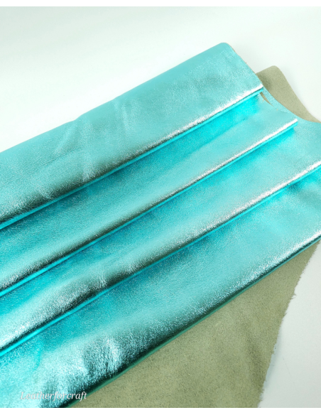 Acqua Marine Laminado Metallic Luxurious Calf Soft Leather