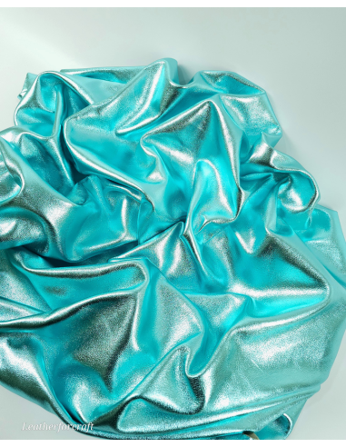 Acqua Marine Laminado Metallic Luxurious Calf Soft Leather