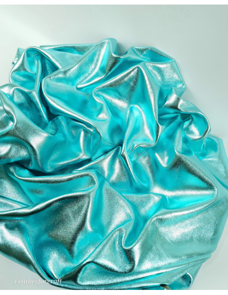 Acqua Marine Laminado Metallic Luxurious Calf Soft Leather