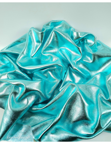 Acqua Marine Laminado Metallic Luxurious Calf Soft Leather