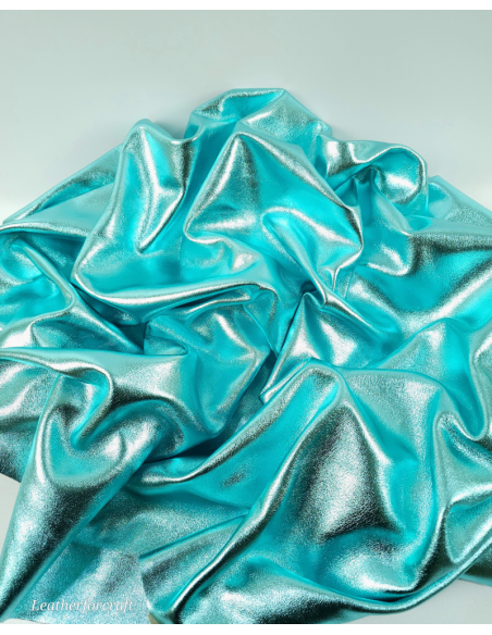 Acqua Marine Laminado Metallic Luxurious Calf Soft Leather