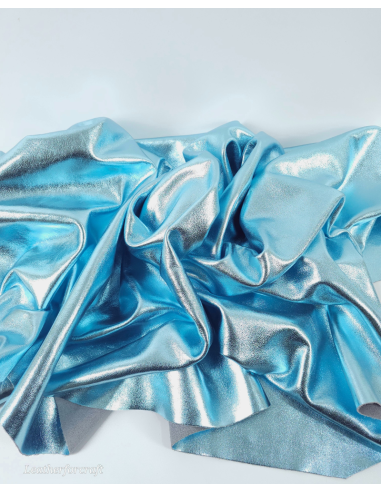 Azurro 9070 Laminado Metallic Luxurious Calf Soft Leather