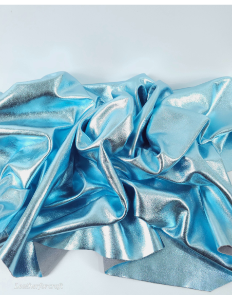 Azurro 9070 Laminado Metallic Luxurious Calf Soft Leather