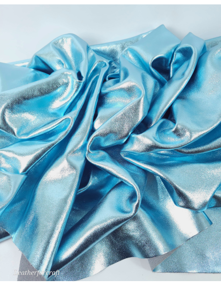 Azurro 9070 Laminado Metallic Luxurious Calf Soft Leather