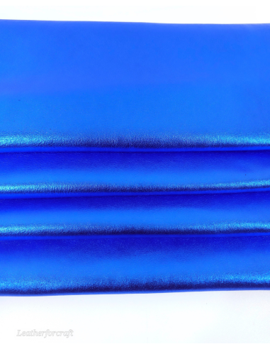 Eletric Blue 9075 Laminado Metallic Luxurious Calf Soft Leather