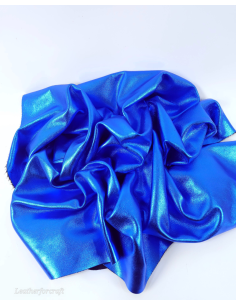 Eletric Blue 9075 Laminado Metallic Luxurious Calf Soft Leather