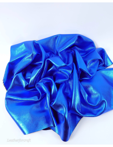 Eletric Blue 9075 Laminado Metallic Luxurious Calf Soft Leather