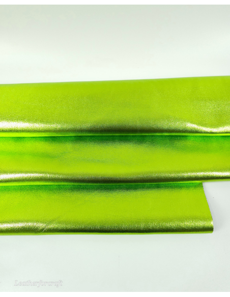 Green 9018 Laminado Metallic Luxurious Calf Soft Leather